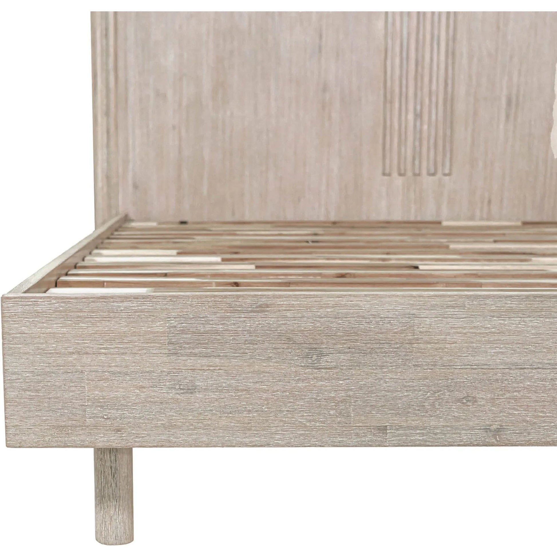 Oasis Bed by LH Imports in beige and natural white washed. Made from solid acacia wood in a transitional style.