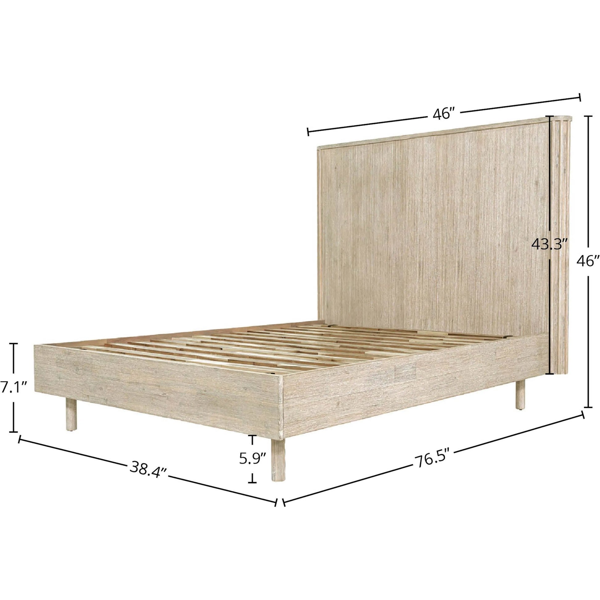 Oasis Bed by LH Imports in beige and natural white washed. Made from solid acacia wood in a transitional style.