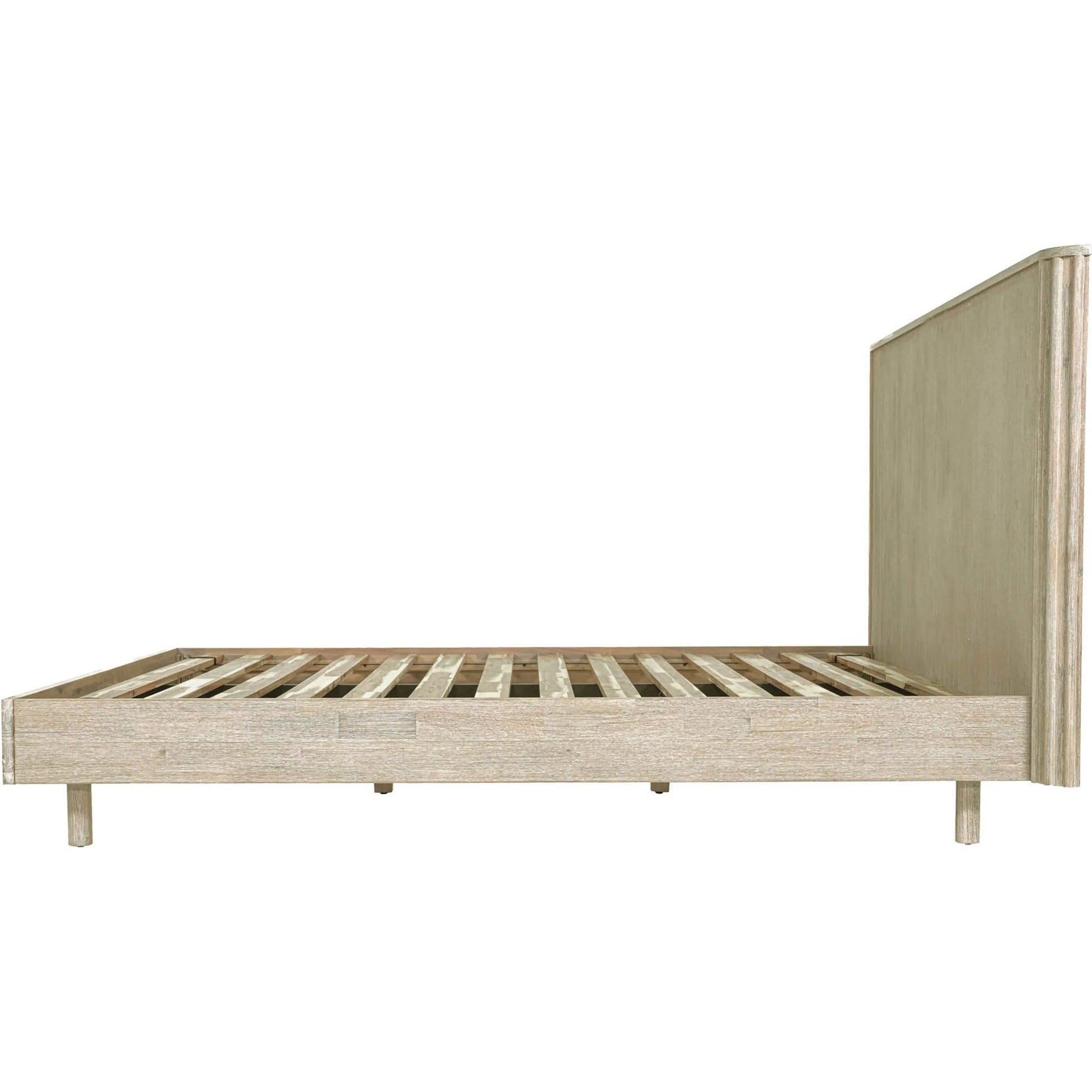Oasis Bed by LH Imports in beige and natural white washed. Made from solid acacia wood in a transitional style.