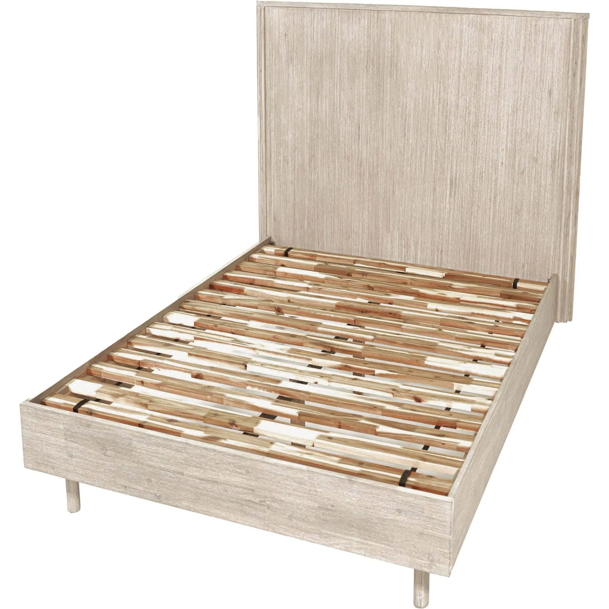 Oasis Bed by LH Imports in beige and natural white washed. Made from solid acacia wood in a transitional style.