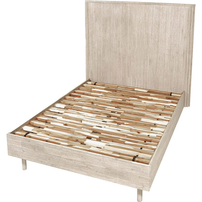 Oasis Bed by LH Imports in beige and natural white washed. Made from solid acacia wood in a transitional style.