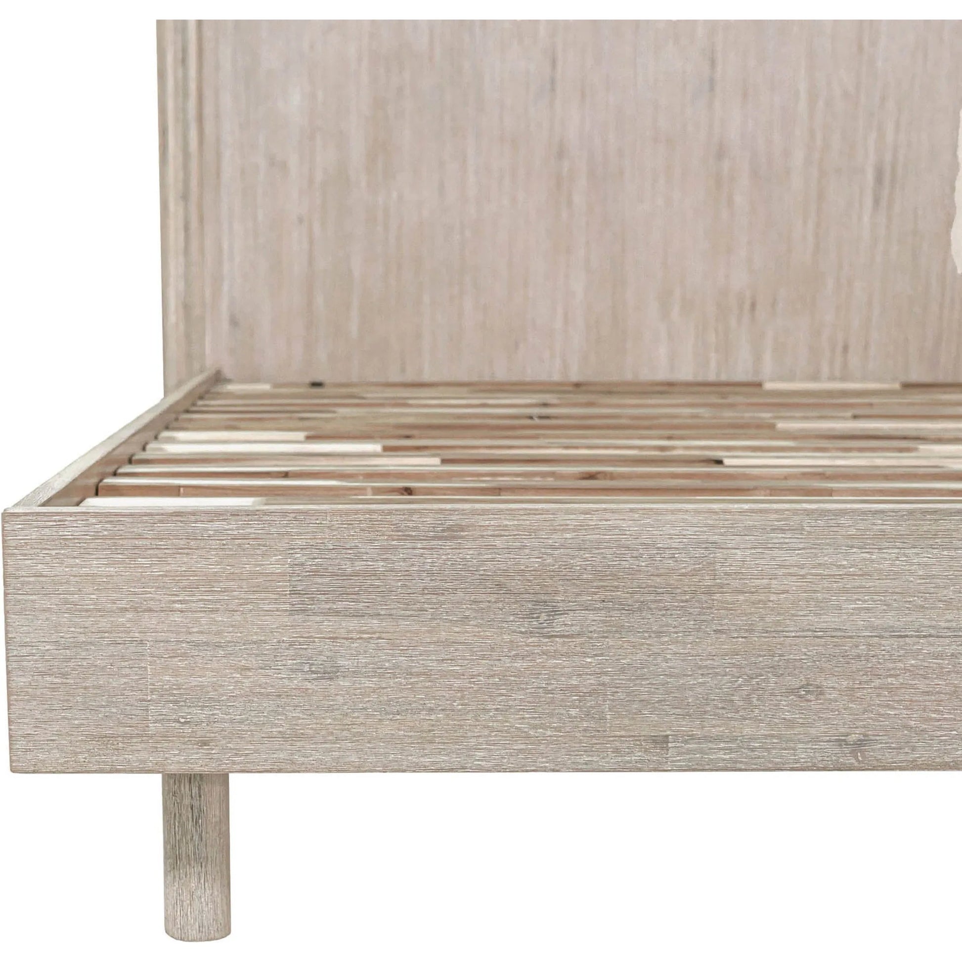 Oasis Bed by LH Imports in beige and natural white washed. Made from solid acacia wood in a transitional style.