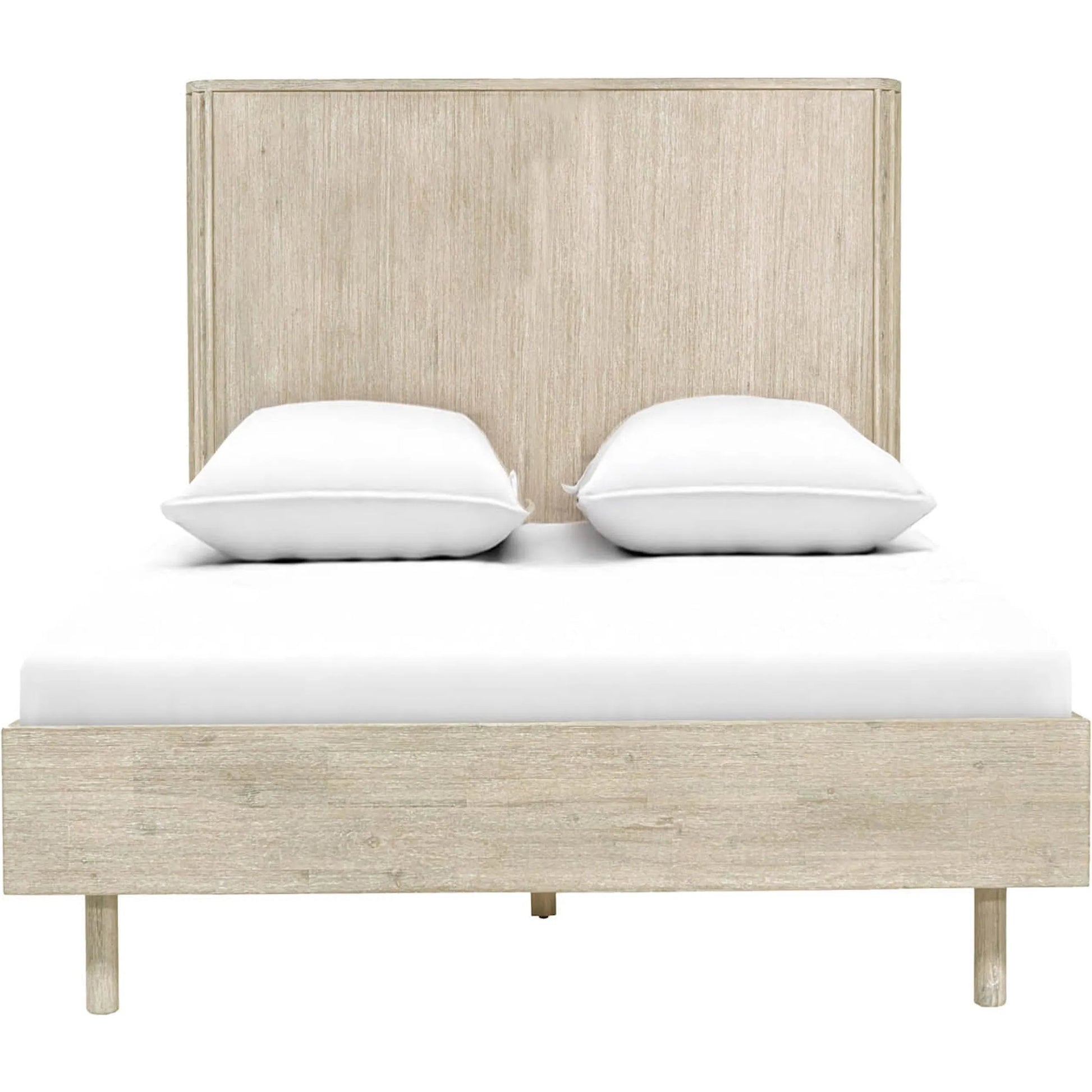 Oasis Bed by LH Imports in beige and natural white washed. Made from solid acacia wood in a transitional style.