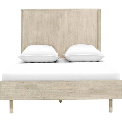 Oasis Bed by LH Imports in beige and natural white washed. Made from solid acacia wood in a transitional style.