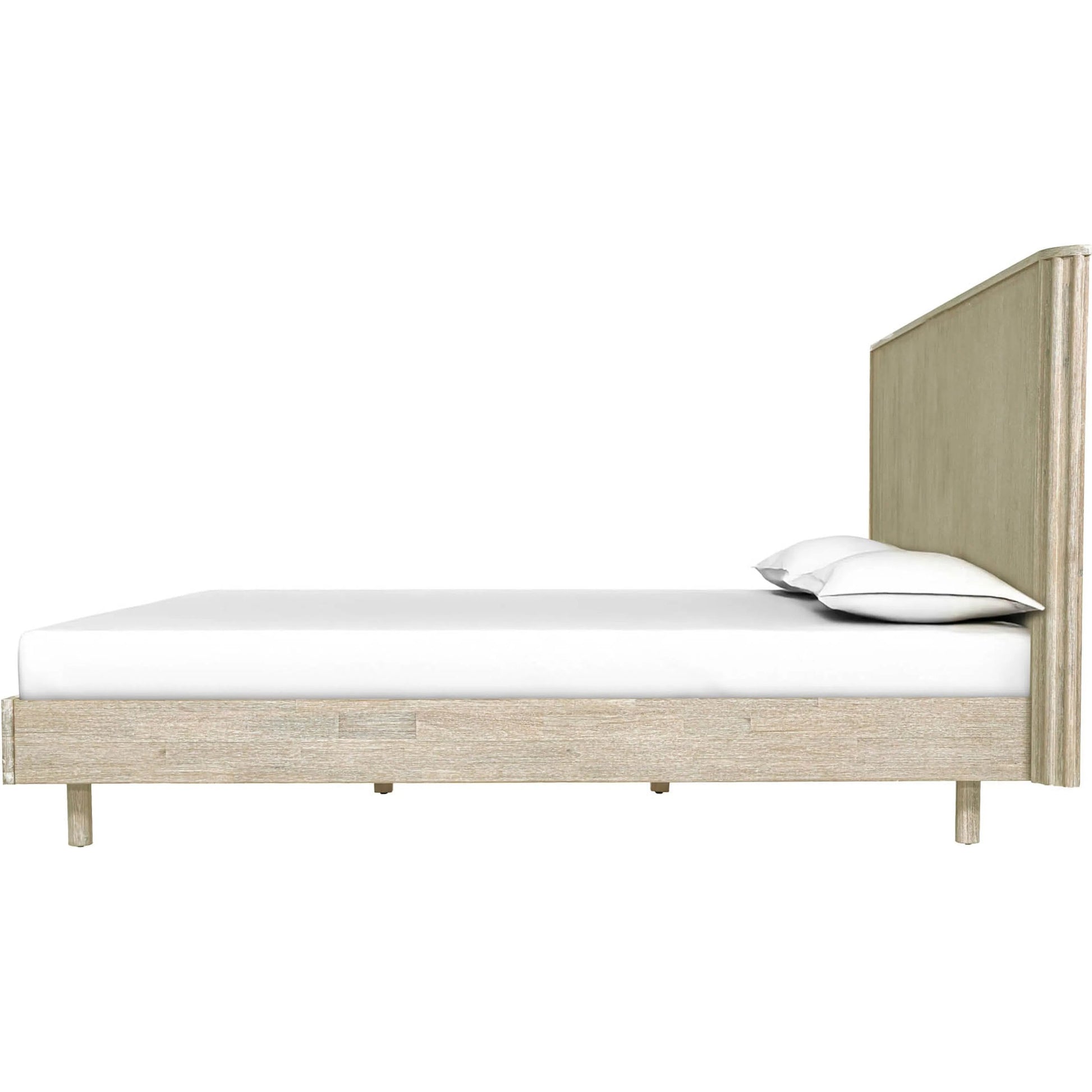 Oasis Bed by LH Imports in beige and natural white washed. Made from solid acacia wood in a transitional style.