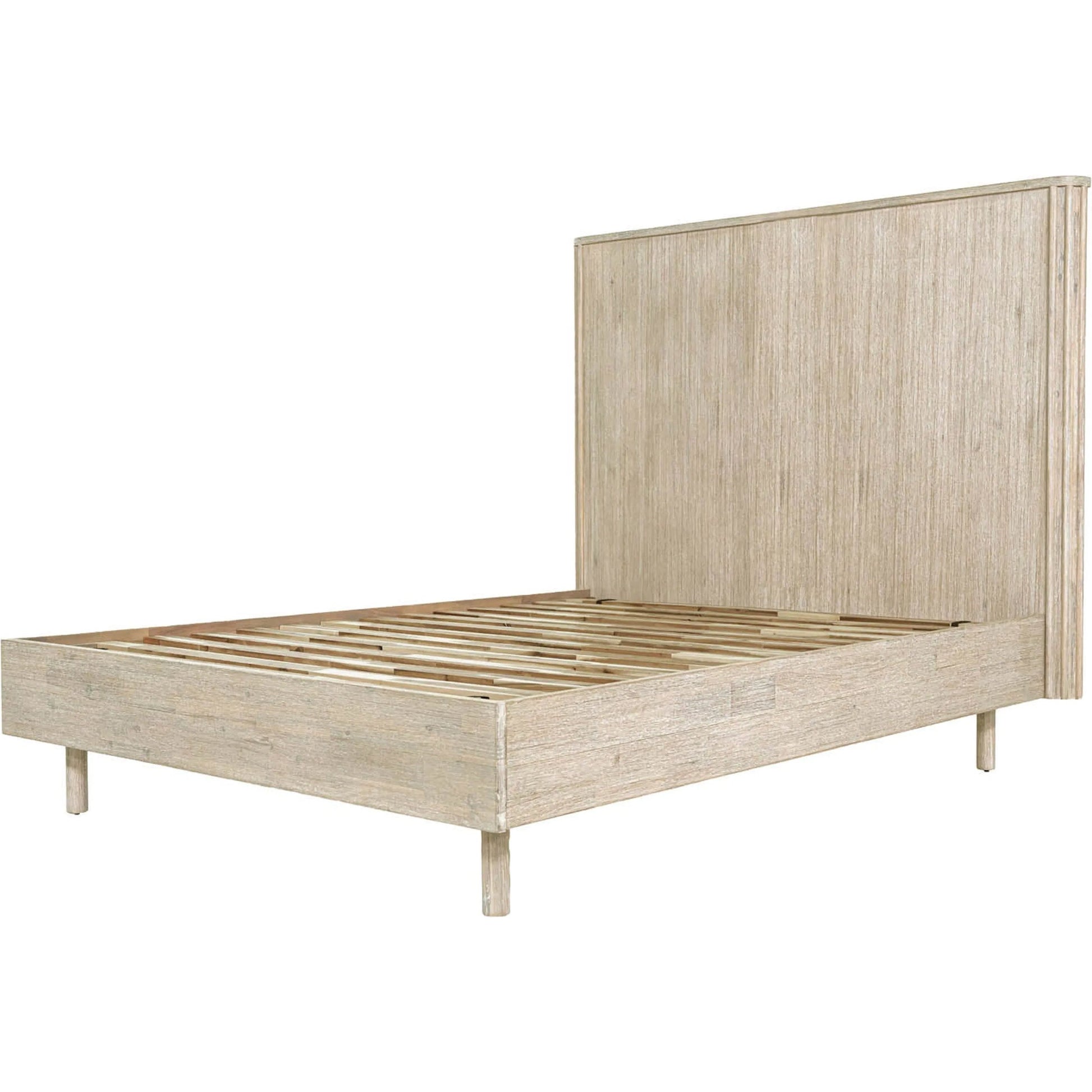 Oasis Bed by LH Imports in beige and natural white washed. Made from solid acacia wood in a transitional style.