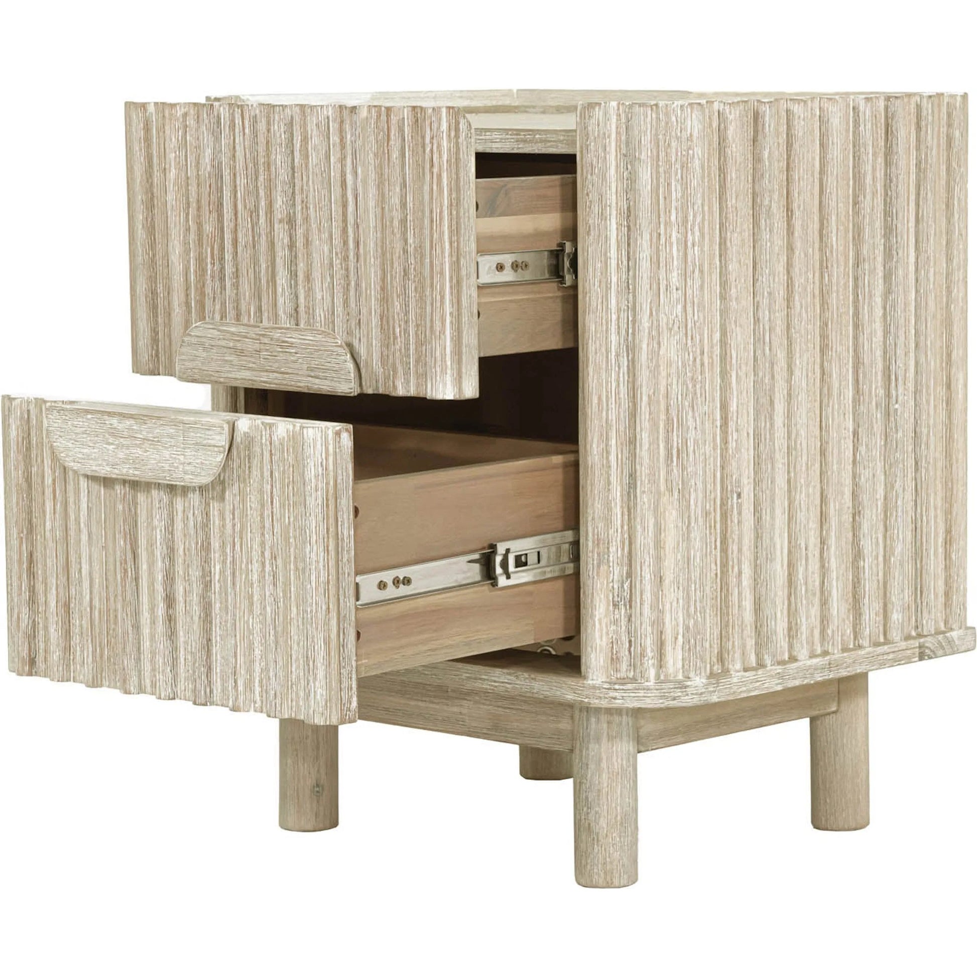 Oasis Nightstand by LH Imports in beige and natural white washed. Made from solid acacia wood, mdf acacia veneer in a transitional style.