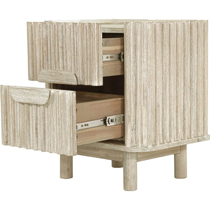 Oasis Nightstand by LH Imports in beige and natural white washed. Made from solid acacia wood, mdf acacia veneer in a transitional style.