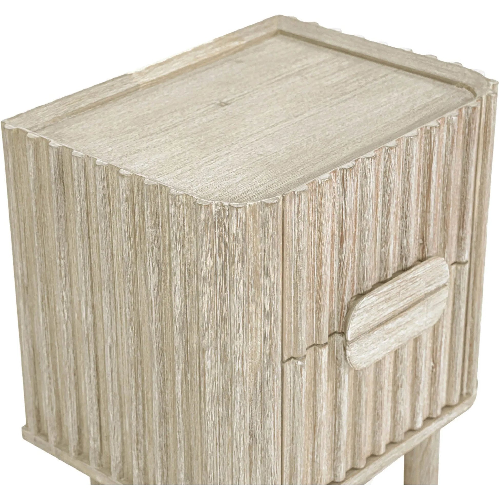 Oasis Nightstand by LH Imports in beige and natural white washed. Made from solid acacia wood, mdf acacia veneer in a transitional style.