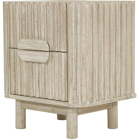 Oasis Nightstand by LH Imports in beige and natural white washed. Made from solid acacia wood, mdf acacia veneer in a unique style.