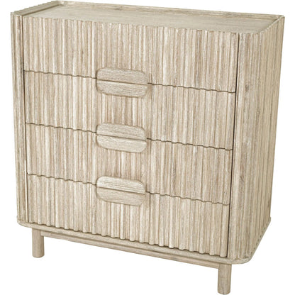Oasis 4-Drawer Chest by LH Imports in beige and natural white washed. Made from solid acacia wood, mdf acacia veneer in a transitional style.