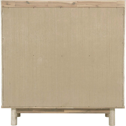 Oasis 4-Drawer Chest by LH Imports in beige and natural white washed. Made from solid acacia wood, mdf acacia veneer in a transitional style.