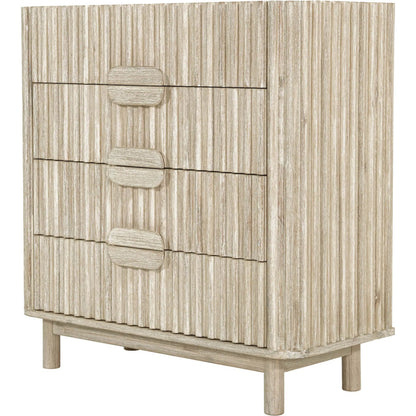 Oasis 4-Drawer Chest by LH Imports in beige and natural white washed. Made from solid acacia wood, mdf acacia veneer in a transitional style.