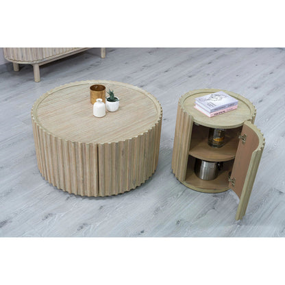 Oasis Side Table by LH Imports in beige and natural white washed. Made from solid acacia wood, mdf acacia veneer in a transitional style.