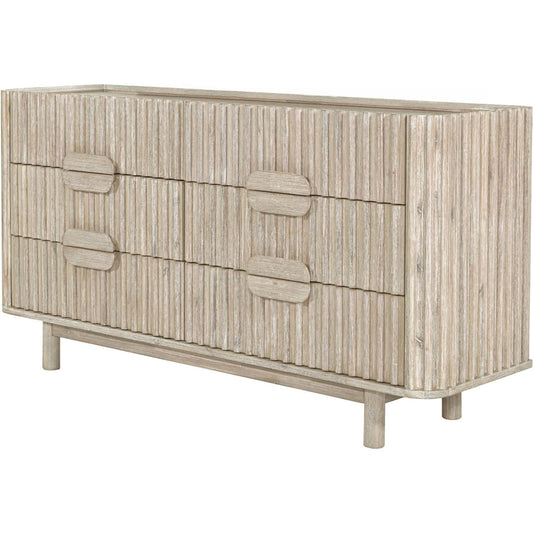 Oasis 6-Drawer Dresser by LH Imports in beige and natural white washed. Made from solid acacia wood, mdf acacia veneer in a unique style.