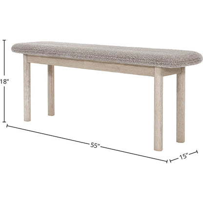 Oasis Bench by LH Imports in oatmeal and natural white washed. Made from solid acacia wood, polyester, acrylic, pu foam, polyester fiber in a transitional style.