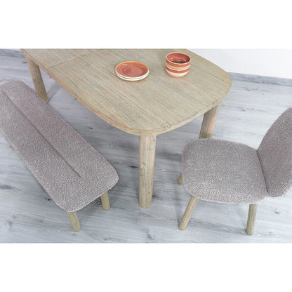 Oasis Bench by LH Imports in oatmeal and natural white washed. Made from solid acacia wood, polyester, acrylic, pu foam, polyester fiber in a transitional style.