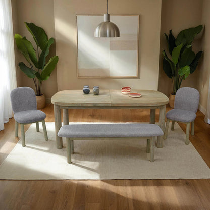Oasis Bench by LH Imports in oatmeal and natural white washed. Made from solid acacia wood, polyester, acrylic, pu foam, polyester fiber in a transitional style.
