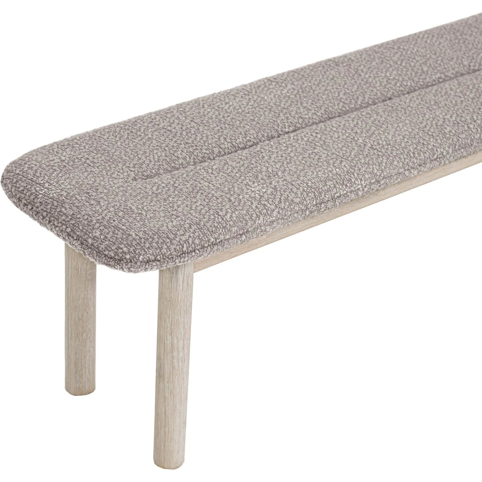 Oasis Bench by LH Imports in oatmeal and natural white washed. Made from solid acacia wood, polyester, acrylic, pu foam, polyester fiber in a transitional style.