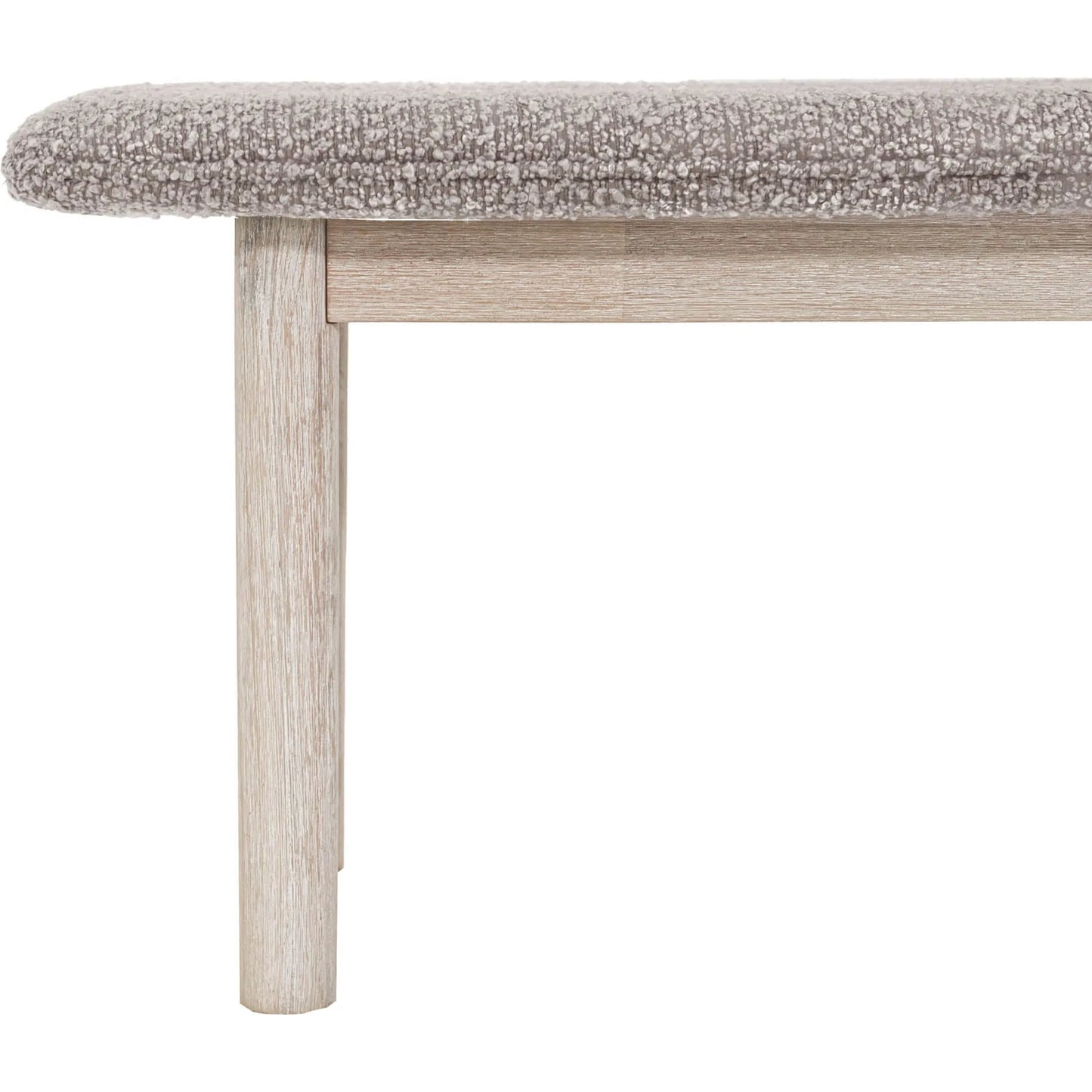006 SI-2325149 | Closeup | Oasis Bench by LH Imports in oatmeal and natural white washed. Made from solid acacia wood, polyester, acrylic, pu foam, polyester fiber in a transitional style.