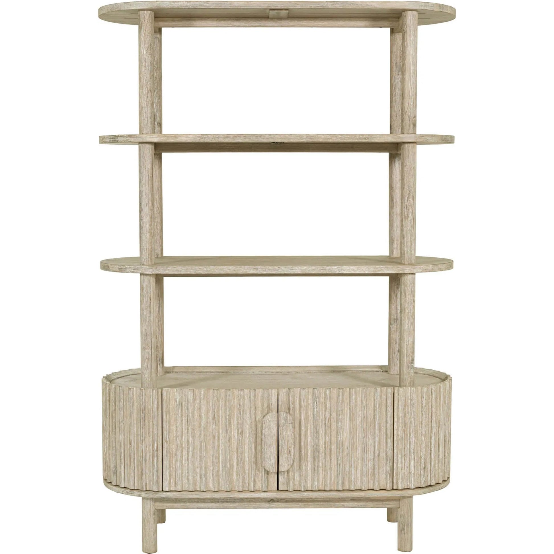 Oasis Bookcase by LH Imports in beige and natural white washed. Made from solid acacia wood, mdf acacia veneer in a transitional style.