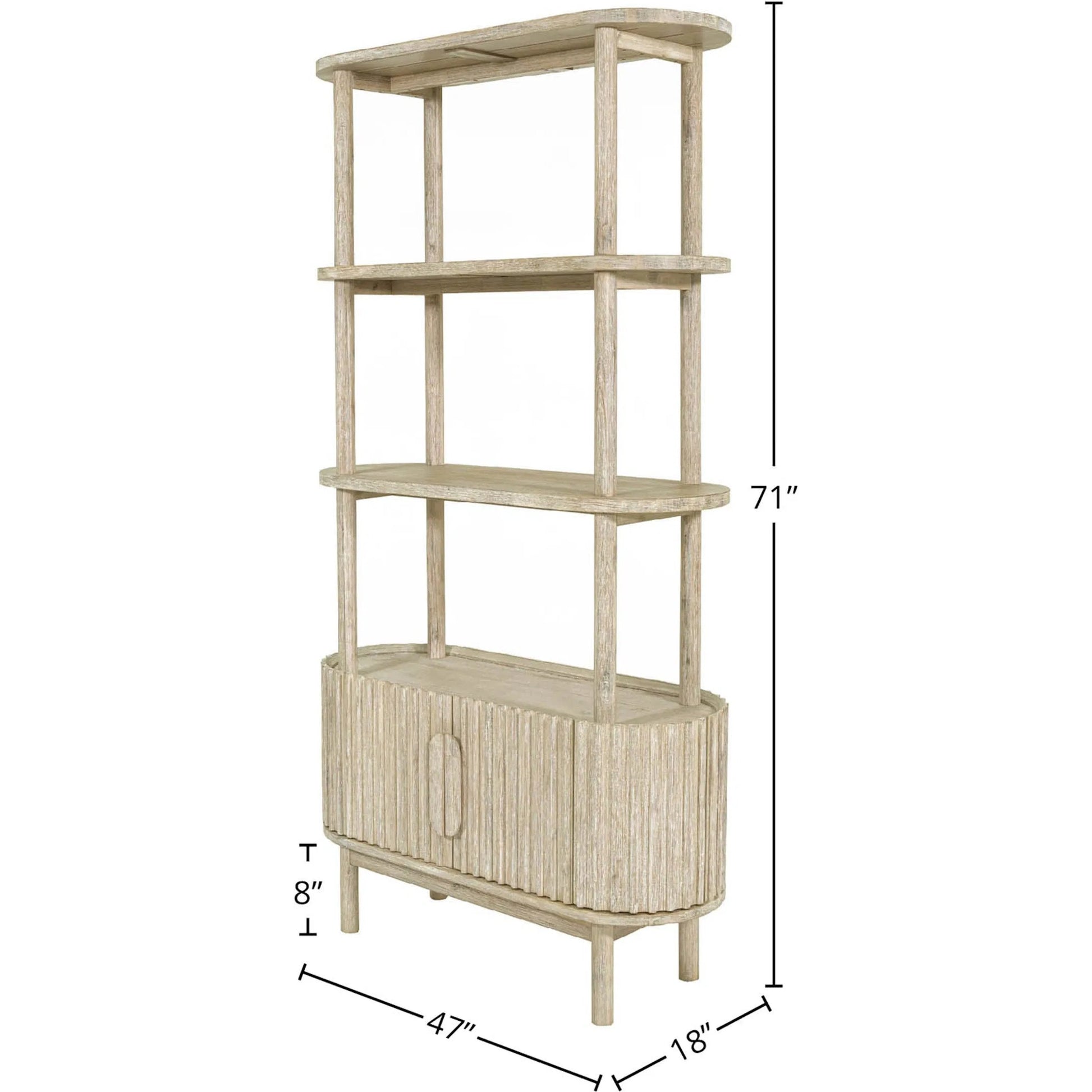 Oasis Bookcase by LH Imports in beige and natural white washed. Made from solid acacia wood, mdf acacia veneer in a transitional style.