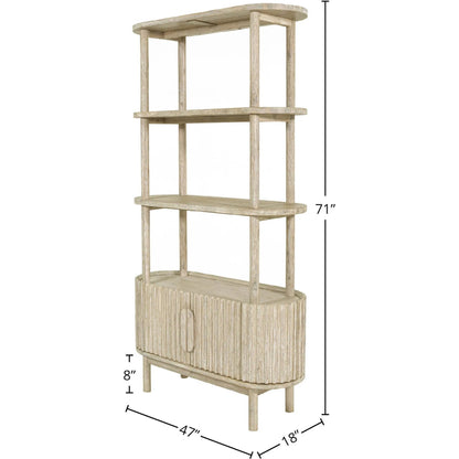Oasis Bookcase by LH Imports in beige and natural white washed. Made from solid acacia wood, mdf acacia veneer in a transitional style.