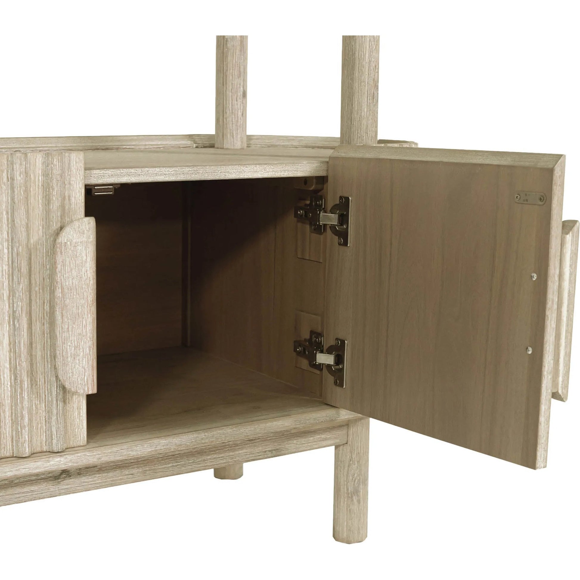 Oasis Bookcase by LH Imports in beige and natural white washed. Made from solid acacia wood, mdf acacia veneer in a transitional style.