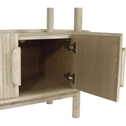 Oasis Bookcase by LH Imports in beige and natural white washed. Made from solid acacia wood, mdf acacia veneer in a transitional style.