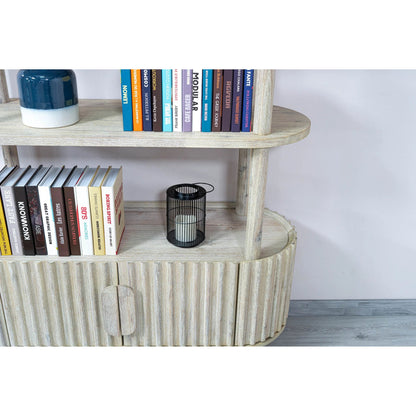 Oasis Bookcase by LH Imports in beige and natural white washed. Made from solid acacia wood, mdf acacia veneer in a transitional style.