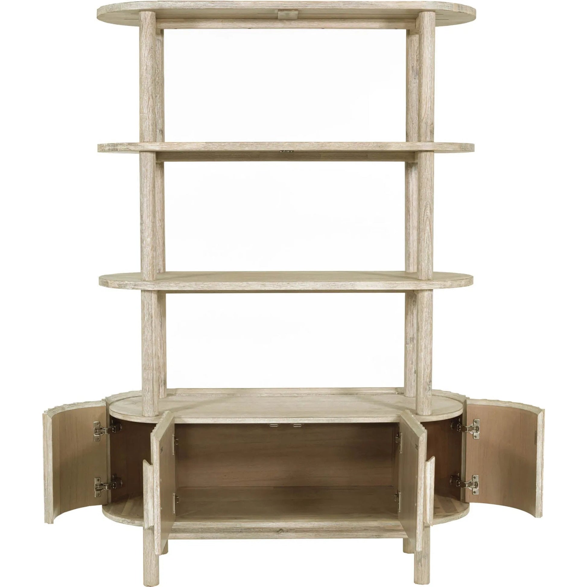 Oasis Bookcase by LH Imports in beige and natural white washed. Made from solid acacia wood, mdf acacia veneer in a transitional style.