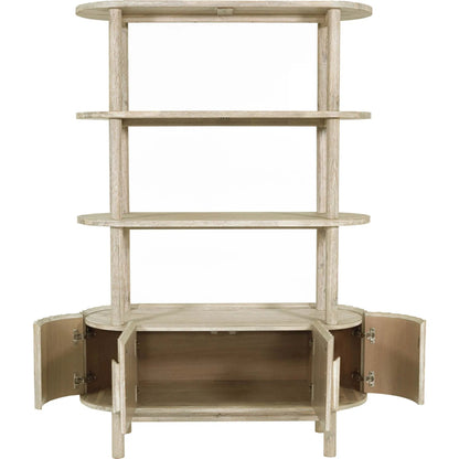 Oasis Bookcase by LH Imports in beige and natural white washed. Made from solid acacia wood, mdf acacia veneer in a transitional style.