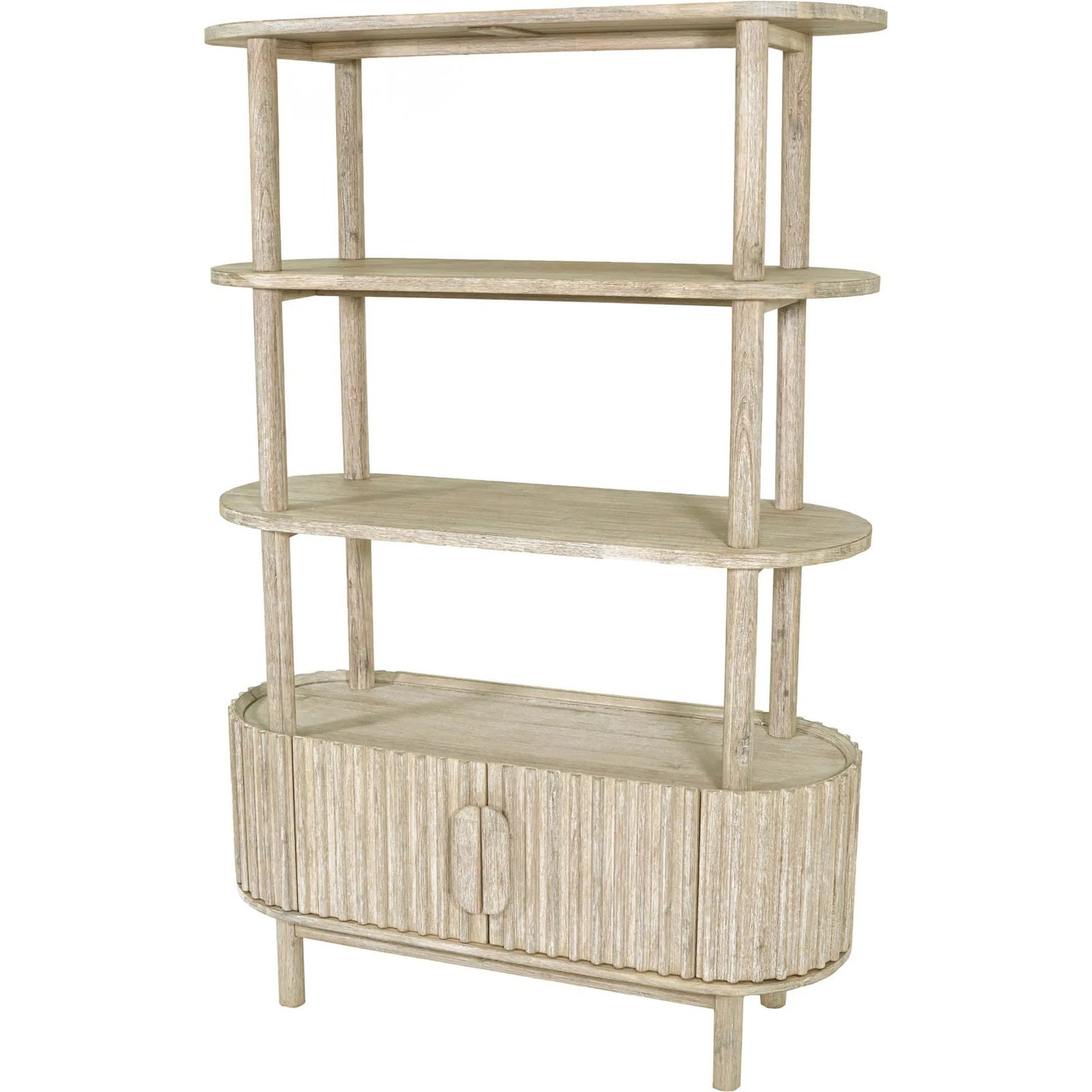 Oasis Bookcase by LH Imports in beige and natural white washed. Made from solid acacia wood, mdf acacia veneer in a transitional style.