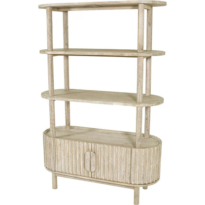 Oasis Bookcase by LH Imports in beige and natural white washed. Made from solid acacia wood, mdf acacia veneer in a transitional style.