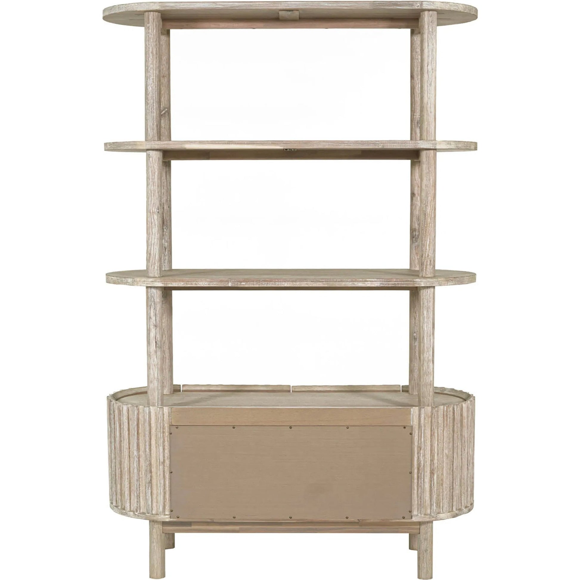 Oasis Bookcase by LH Imports in beige and natural white washed. Made from solid acacia wood, mdf acacia veneer in a transitional style.