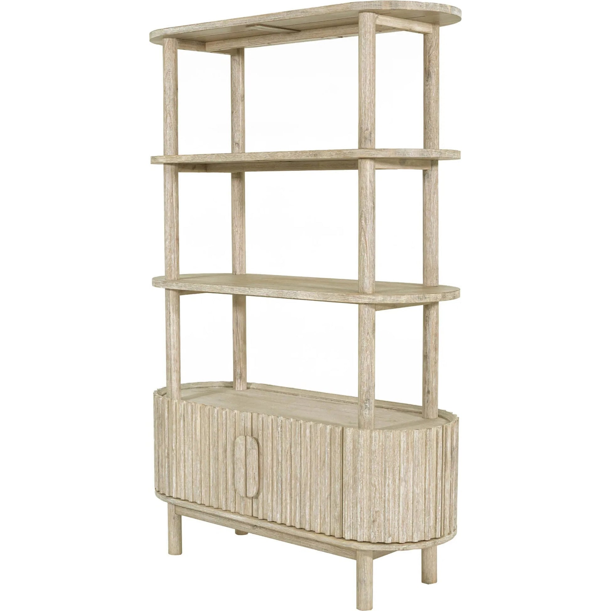 Oasis Bookcase by LH Imports in beige and natural white washed. Made from solid acacia wood, mdf acacia veneer in a transitional style.