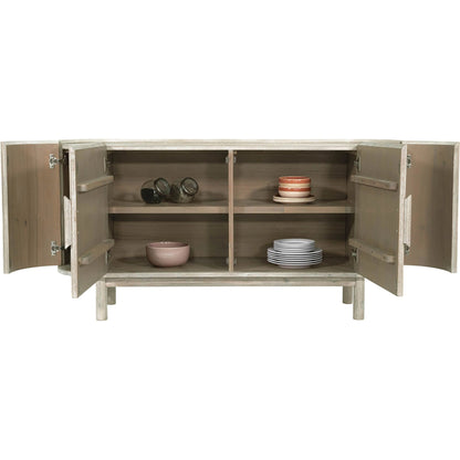 Oasis Sideboard by LH Imports in beige and natural white washed. Made from solid acacia wood, mdf acacia veneer in a transitional style.