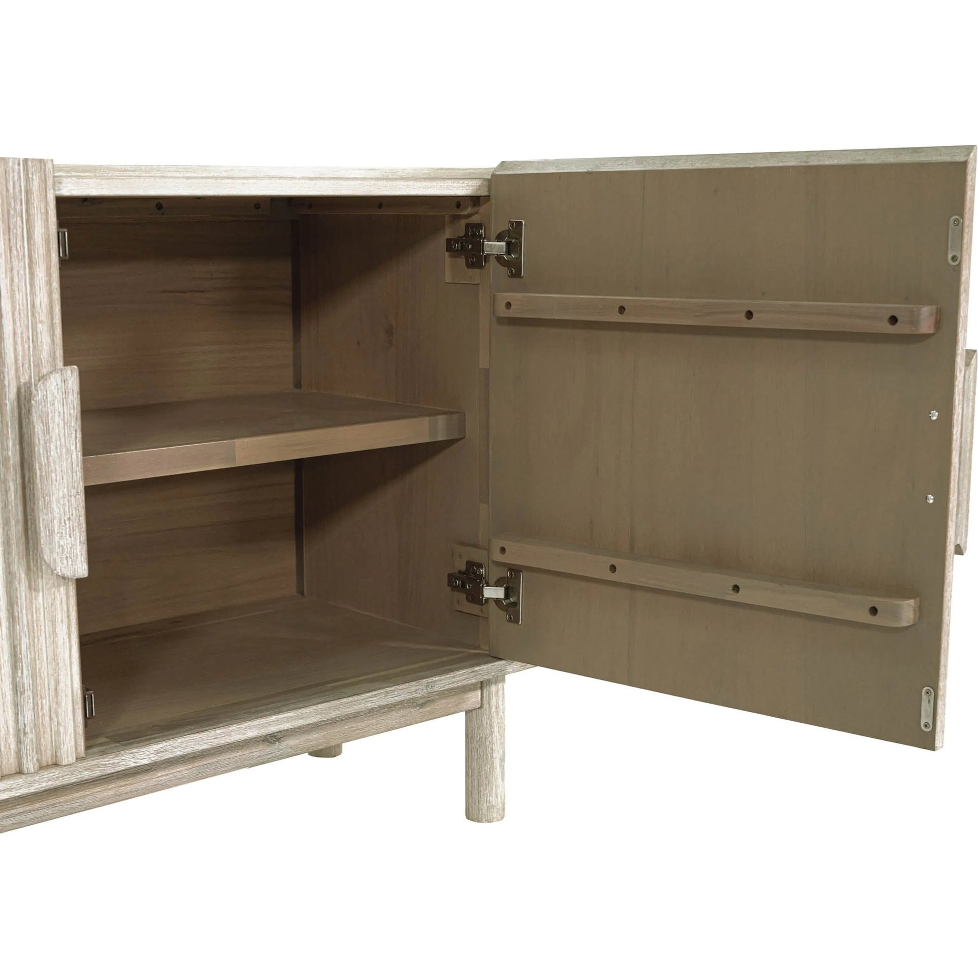 Oasis Sideboard by LH Imports in beige and natural white washed. Made from solid acacia wood, mdf acacia veneer in a transitional style.