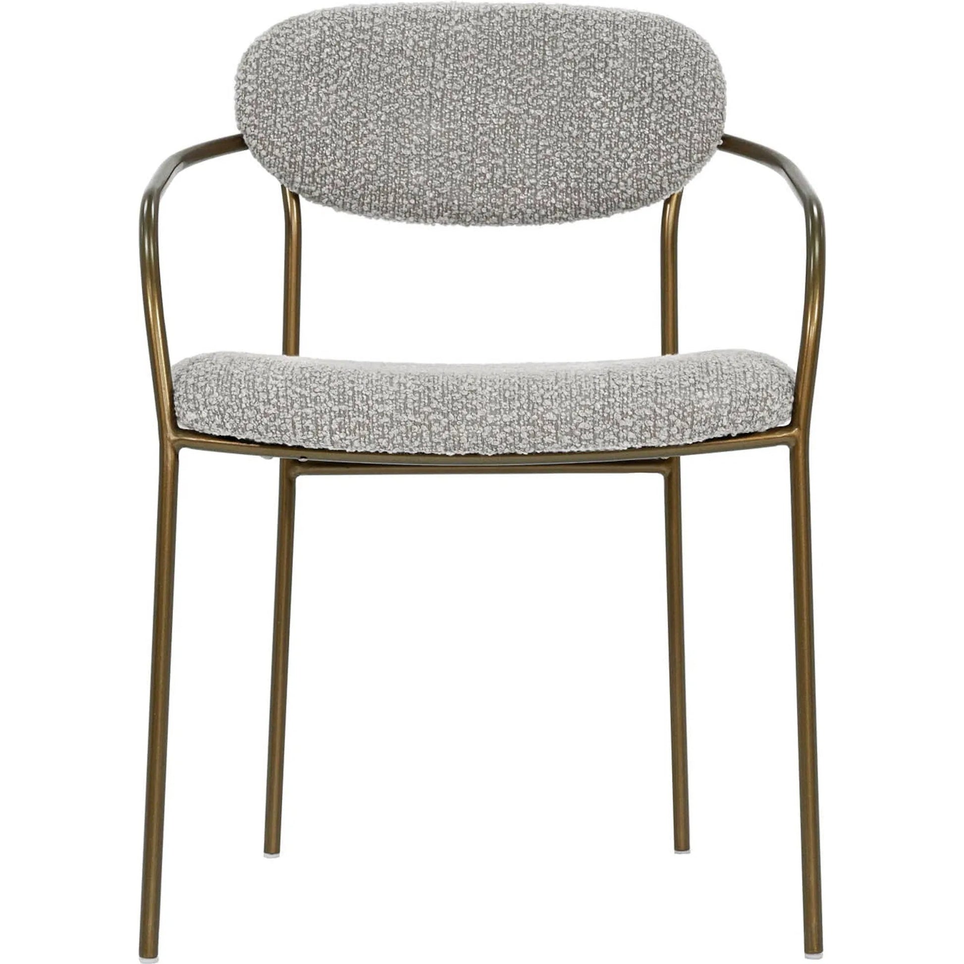 Oasis Arm Dining Chair by LH Imports in pearl grey, bronze and antique bronze. Made from iron, 90% polyester, 10%acrylic, pu foam, polyester fiber in a transitional style.