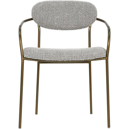 Oasis Arm Dining Chair by LH Imports in pearl grey, bronze and antique bronze. Made from iron, 90% polyester, 10%acrylic, pu foam, polyester fiber in a transitional style.