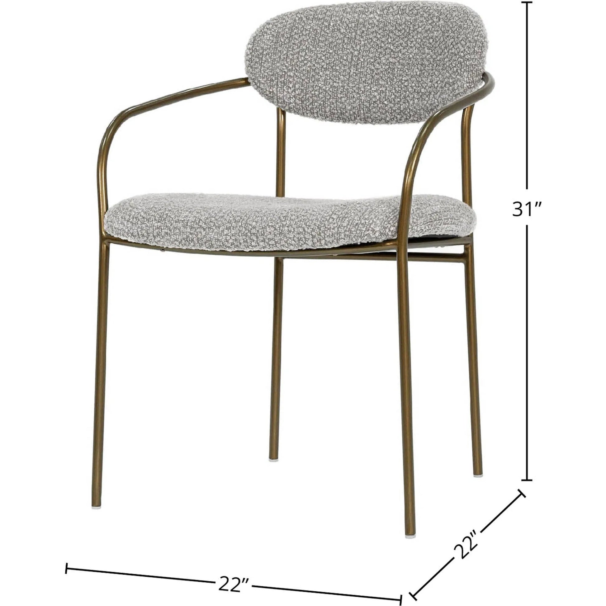 Oasis Arm Dining Chair by LH Imports in pearl grey, bronze and antique bronze. Made from iron, 90% polyester, 10%acrylic, pu foam, polyester fiber in a transitional style.