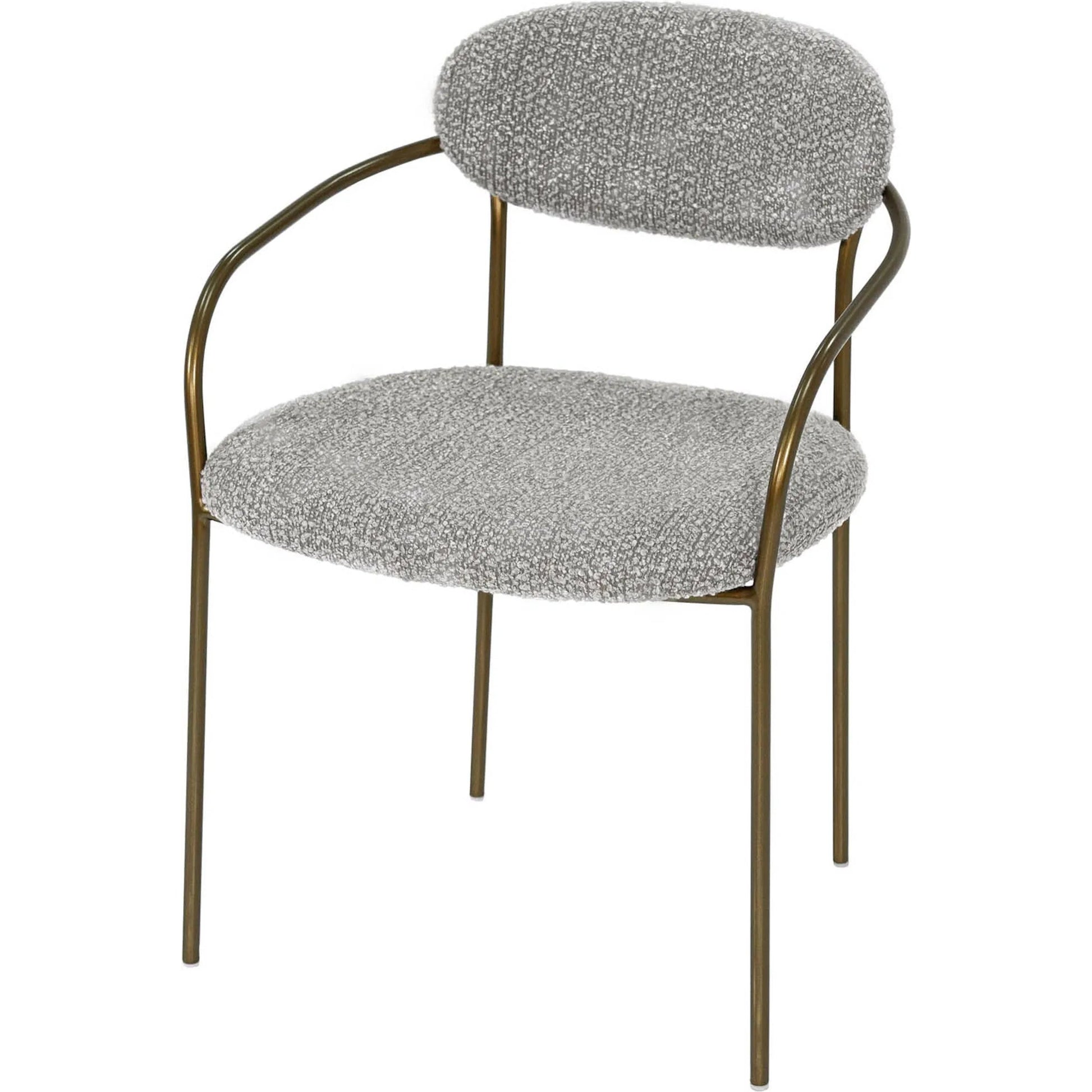 Oasis Arm Dining Chair by LH Imports in pearl grey, bronze and antique bronze. Made from iron, 90% polyester, 10%acrylic, pu foam, polyester fiber in a transitional style.