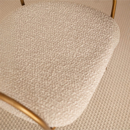 Oasis Arm Dining Chair by LH Imports in pearl grey, bronze and antique bronze. Made from iron, 90% polyester, 10%acrylic, pu foam, polyester fiber in a transitional style.