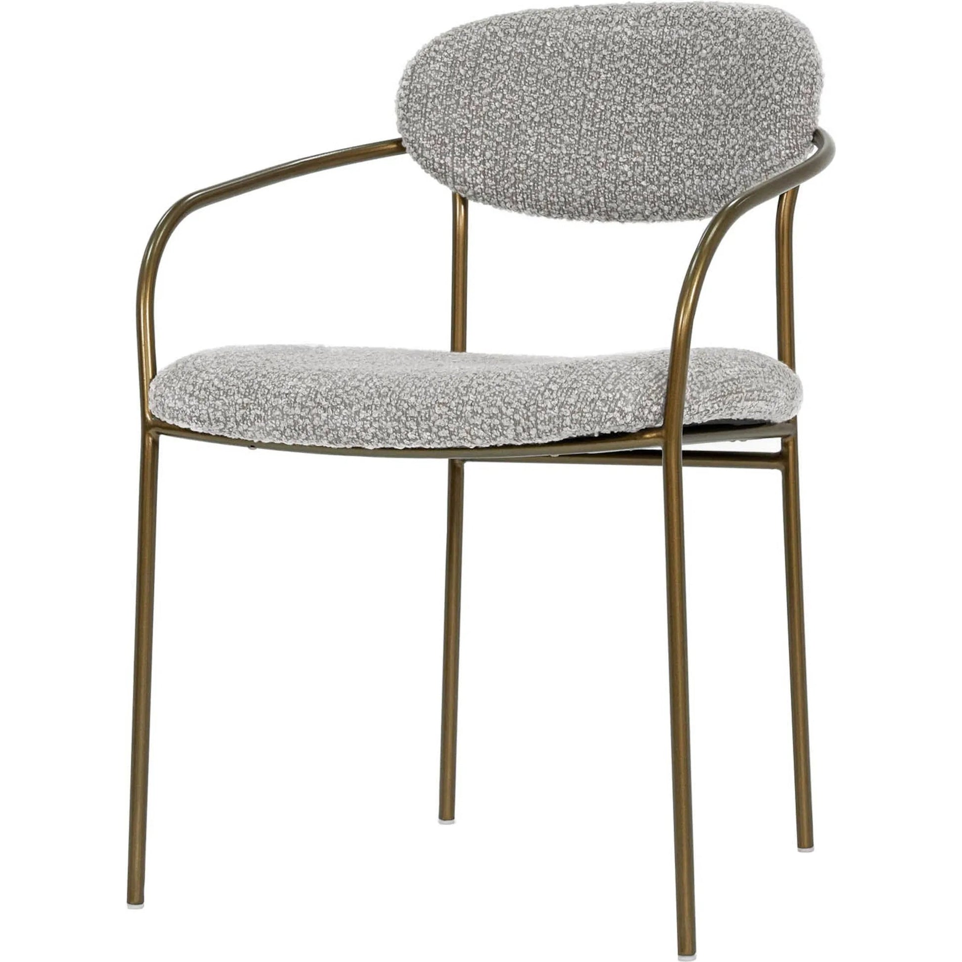 Oasis Arm Dining Chair by LH Imports in pearl grey, bronze and antique bronze. Made from iron, 90% polyester, 10%acrylic, pu foam, polyester fiber in a transitional style.