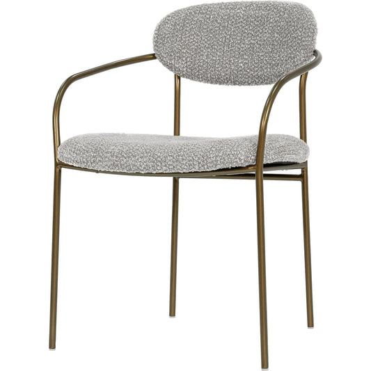 Oasis Arm Dining Chair by LH Imports in pearl grey, bronze and antique bronze. Made from iron, 90% polyester, 10%acrylic, pu foam, polyester fiber in a unique style.