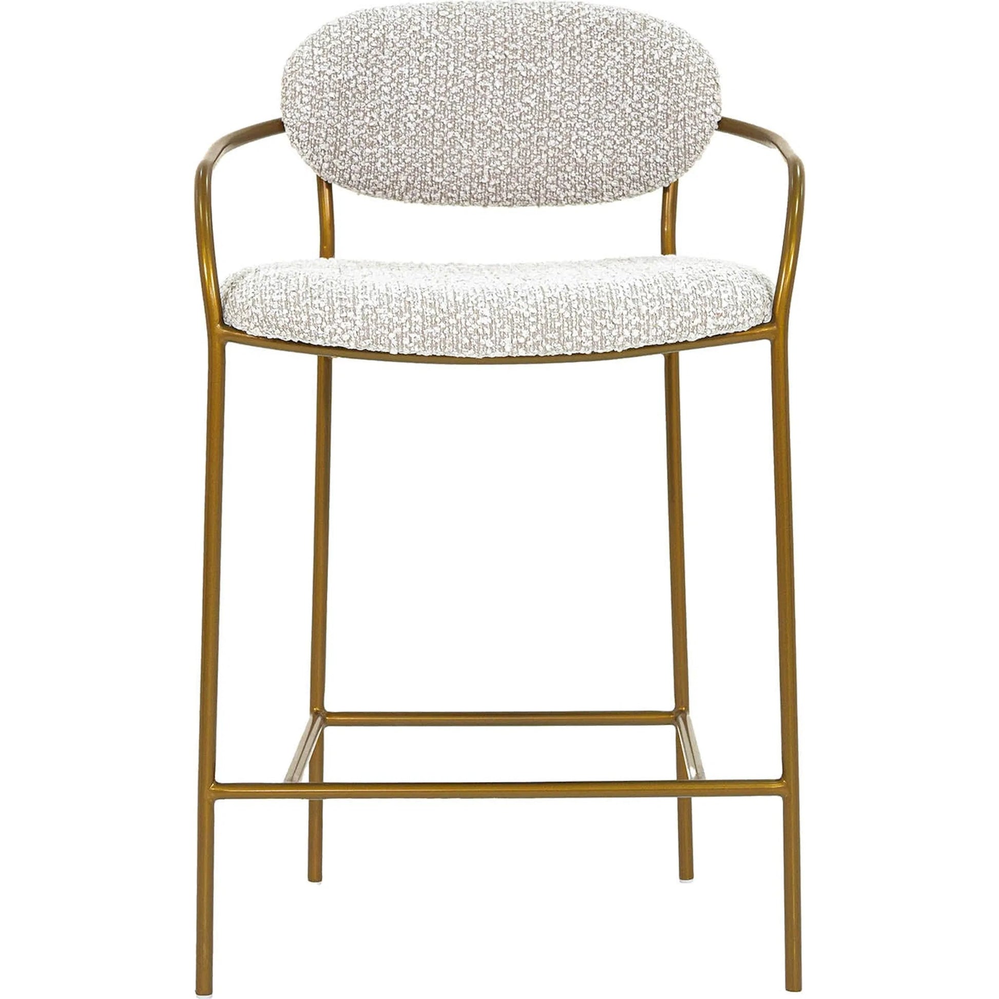 Oasis Arm Counter Stool by LH Imports in pearl grey, bronze and antique bronze. Made from iron, 90% polyester, 10%acrylic, pu foam, polyester fiber in a transitional style.