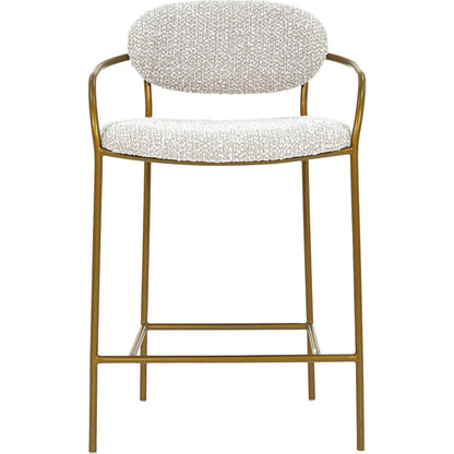 Oasis Arm Counter Stool by LH Imports in pearl grey, bronze and antique bronze. Made from iron, 90% polyester, 10%acrylic, pu foam, polyester fiber in a transitional style.