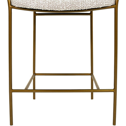 Oasis Arm Counter Stool by LH Imports in pearl grey, bronze and antique bronze. Made from iron, 90% polyester, 10%acrylic, pu foam, polyester fiber in a transitional style.