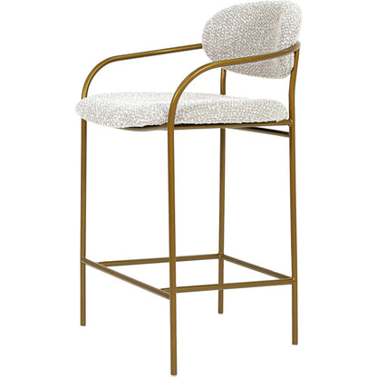 Oasis Arm Counter Stool by LH Imports in pearl grey, bronze and antique bronze. Made from iron, 90% polyester, 10%acrylic, pu foam, polyester fiber in a transitional style.