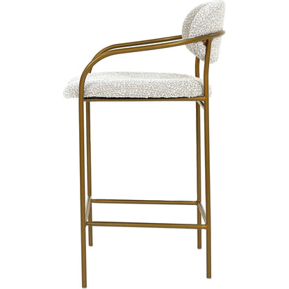Oasis Arm Counter Stool by LH Imports in pearl grey, bronze and antique bronze. Made from iron, 90% polyester, 10%acrylic, pu foam, polyester fiber in a transitional style.